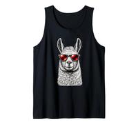 Llama with Red Sunglasses Cool Animal Graphic Alpaca Fan Tank Top