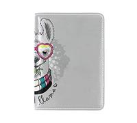 Llama With Sunglasses Scarf Alpaca Grey Genuine Leather Travel Passport Covers, Microfiber Leather Travel Wallet Holder Case Protector for Women and Men