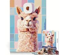 Llama with Toilet Paper on Head Jigsaw Puzzle 1000 Piece for Adults Serene Game Serene Game Pattern Build Xmas Fun Gift (38x52cm)