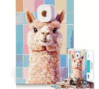 Llama with Toilet Paper on Head Jigsaw Puzzle 1000 Piece for Adults Serene Game Serene Game Pattern Build Xmas Fun Gift (38x52cm)