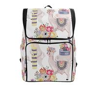 Llamas Alpacas School Backpack Waterproof Shoulder Bag Gym Backpack, Aniaml Cake Candle Flower Laptop Bag Outdoor Travel Bag for Kids Girls Boys Women