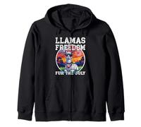 LLAMAS FOR FREEDOM FUR THE JULY funny patriotic Llama fourth Zip Hoodie