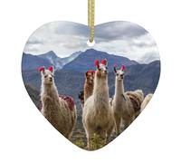 llamas in the andes Christmas Tree Ceramic Hanging with Ribbon Christmas Ornaments for Xmas Tree Heart Christmas Tree Decoration for Home Decor Xmas Ornament for Party