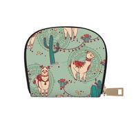 Llamas Print Coin Purse Wallet,Cute Leather Credit Card Holder Zipper Mini Pouch Change Purses