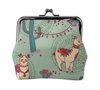 Llamas Print Compact Coin Purse 4.52 x 4.13in Cute Mini Wallet with Kiss Lock Waterproof Pouch
