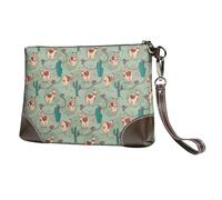 Llamas Print Genuine Leather Wristlet Clutch Wallet Purse Handbag Cell Phone Pocket for Women