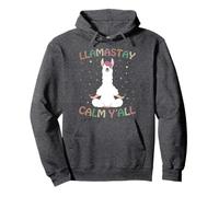 llamastay Calm Y'all Yoga Gift for Women Namaste llama Yoga Pullover Hoodie