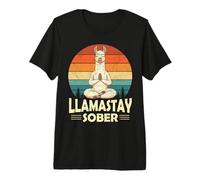 Llamastay Sober Llama Sobriety Anniversary AA NA Recovery Premium T-Shirt