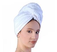 LLAMAXY 100% Pure Organic Cotton Hair Towel - Quick Twist Rapid Dry Turban Wrap for Adult and Child - 1 Pack White
