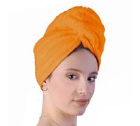 LLAMAXY 100% Pure Organic Cotton Hair Towel - Quick Twist Rapid Dry Turban Wrap for Adult and Child - 1 Pack Orange