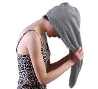 LLAMAXY Hair Towel 100% Pure Organic Cotton Hair Drying Towels Adult Child Hair Wraps Hair Turban - Towel Wrap Hair Drying Towel - Quick Twist Rapid Dry Cap 2 pack of Blue + Grey
