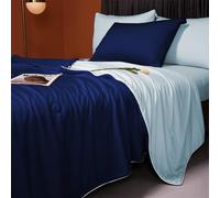 LLanCL Cooling Blankets for Hot Sleepers - Cool Like Ice Cream Lightweight Blanket for Summer with Double Side Cold, Cooling Comforter, Quilt, Fabric for Bed (King Size 90" x 108" Dark Blue/Blue)