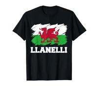 Llanelli Wales City Cymru, Welsh Flag Dragon T-Shirt