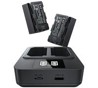 llano 2-Pack NP-FZ100 Batteries & 20W Fast Charger Set - for Sony A7III A7IV A6700 FX3 FX30 A7C A7CII A7RV A7RIII A6600 ZV-E1 ZV-E10II A9 A1 FX2 Cameras - Real 2400mAH Capacity, USB-C Fast Charging