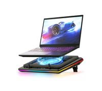 llano RGB Laptop Cooling Pad with Powerful Turbofan Gaming Cooler Radiator with Infinitely Variable Speed, Touch Control, LCD Screen, 3-Port USB Hub, Seal Foam for Notebook Computer 15-19in