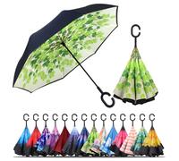 LLanxiry Inverted Umbrella, Windproof Reverse Umbrella with C-Shaped Handle, Self-Standing, Double-Layer Canopy for Car, Travel & Everyday Use