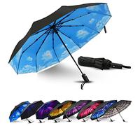 LLanxiry Umbrella Windproof Travel Umbrellas for Rain Black Folding Umbrellas 10 RIBS Automatic Strong Portable Wind Resistant Backpack Umbrella for Men and Women, High clouds (Auto Open), Classic