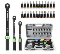 LLAVETOR Torque Wrench Set, 1/4 3/8 1/2 Drive 35-Piece Kit with Sockets & Extensions, ±3% Accuracy Dual Scale, CR-V Steel, 72-Tooth Ratchet for Auto, Bike, Moto Repair & Industrial