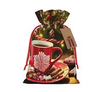 LLaviD christmas tree and hot chocolate Print Christmas Gift Bags Wrapping Bags Xmas Bag Reusable Large Christmas Gift Wrapping Bag for Presents Birthday Wedding Party