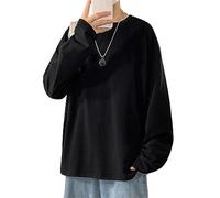 LLaviD Long sleeve t shirt mens Cotton Oversize Men'S Women T-Shirt Man Long Sleeves Color Men T Shirt T-Shirts For Male Female Tops-Black-Us Xxl