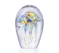 LLAVVD Hand-blown Glass Jellyfish Figurine - Elegant Ocean Animal Décor for Stylish Home, Office Spaces or Aquarium - Glass Paperweight