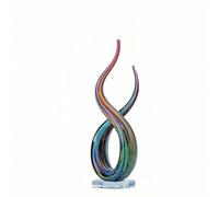 LLAVVD Hand Blown Murano Style Glass Sculpture, 14" Double Spiral Infinity Music Note Figurine Collectible, Modern Abstract Home Decor for Living Room Office Aquarium, Unique Gift for Art Lovers