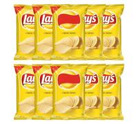 Llays Classic Salted Potato Chips - 52g (Pack of 10) | Crispy, Lightly Salted Snack, Vegetarian-Friendly | Perfect for Lunchboxes, Outdoor Snacking, or Sharing Among Friends