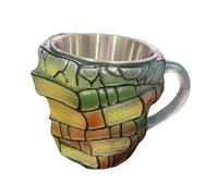 Llazsybz 3D Coffee Mug with Hand-Painted Book Effect, Solid Resin Structure, Great for Hot Drinks, Suitable for Library Desk Decoration, Style B