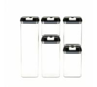 Llazsybz 5 Pieces Sealed Storage Container With Leakproof Lids For Dry Food Preservation Stackable PET Jars For Cookies Snacks Grains Suitable For Pantry Organization Home Kitchen Use