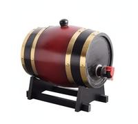 Llazsybz Barrel Wooden Spirits Aging Cask Beverage Dispenser and Lid Rustic Style On Stand Suitable for Home bar Kitchen Display Parties Restaurants Gift Giving, Wine Red, 3L