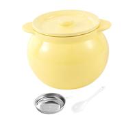 Llazsybz Ceramic Container with Strainer, Lard Jar, Deep Fry Storage Box for Candy, Grilling, Baking, Closet, 1400ml Yellow