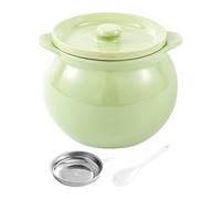 Llazsybz Ceramic Container with Strainer, Lard Jar, Deep Fry Storage Box for Candy, Grilling, Baking, Closet, 1400ml Green
