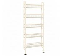 Llazsybz Narrow Carbon Steel Storage Rack Freestanding Storage Rack with Raised Wire-Front Shelves Screwless 5-Tier Shelving Unit for Pantry, Milky White