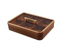 Llazsybz Wooden Snack Container Serving Tray Box Organizer With And Center Handle Rosewood Material With Partitioned Interior suitable for tea time dining table family entertaining