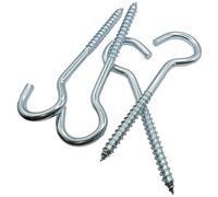 LLB 5 inch Screw-in Hooks Large Heavy Duty Cup Hooks Screw in Hooks Plain Ceiling Cup for Hanging Lights Eye Big Size: 8mm x 130mm Pack of 4