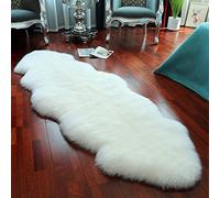 LLB Genuine Sheepskin Area Rug Wool Rug Fur Carpet Fluffy Shaggy Fur Rug for Living Room Kids Bedroom Real Sheepskin Throw Lambskin Rugs Sofa Mat Chair Seat Covers (Ivory White, 2 x 6 ft Sheepskin)