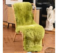 LLB Genuine Sheepskin Area Rug Wool Rug Fur Carpet Fluffy Shaggy Fur Rug for Living Room Kids Bedroom Real Sheepskin Throw Rugs Sofa Mat Chair Seat Covers (Pea Green, 2 x 6 ft Sheepskin)