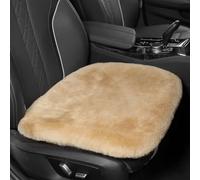 LLB Genuine Sheepskin Car Seat Cushion Seat Covers for Cars Trucks SUV Comfort Seat Protector Pad for Car Driver Seat Car Accessories for Women Office Chair Car Decor (Khaki, Front Seat Cushion-1 Pc)