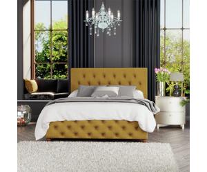 LLB Luna Velvet Double Ottoman Bedframe - Ochre