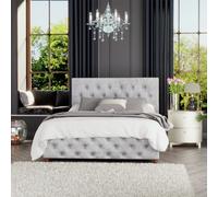 Luna Ottoman Storage Bed in Mirazzi Velvet Fabric, Custom Made Laurence Llewelyn-Bowen Black Small Double