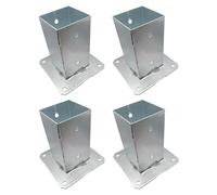 LLB Pack of 4pcs Bolt Down Square Bracket for Pergola Posts Heavy Duty Hot-Dip Galvanised Post Fence Foot Base Support Size: 80mm x 80m (3inch x 3inch)