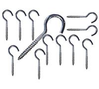 LLB Screw in Hooks Plain Ceiling Cup Screw-in Hooks M6 Large Heavy Duty Cup Hooks for Hanging Lights Eye Big Size: 6mm x 80mm (0.24" x 3.15") Box of 12pcs