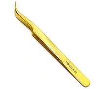 LLBA Lash Tweezer Professional for False Lash Application Tool | Multi Shapes & Purposes with Non-Slip Grip Tweezers for Volume, Isolation & Classic Lashes (Gold, Fan-lash-tic Volume)