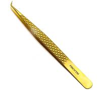 LLBA Lash Tweezers, Fiber Tip Grip (Gold, Pinch'em Volume)
