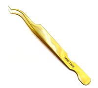 LLBA Lash Tweezers, Fiber Tip Grip (Gold, Save Time Inner Corner)