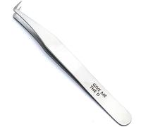 LLBA Lash Tweezers, Fiber Tip Grip (Silver, Give Me the D Mega Volume)