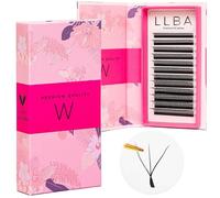 LLBA W Eyelashes Extensions - 3D Handmade Volume Eyelashes D Curl 0.07mm Thickness 13mm Length, Full Fluffy Volume Look, Long Lasting & Easy Application