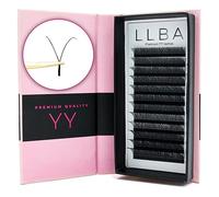LLBA YY Eyelashes Extensions - 2D Fans Volume Eyelashes D Curl 0.07mm Thickness 10mm Length, Full Fluffy Volume Look, Long Lasting & Easy Application