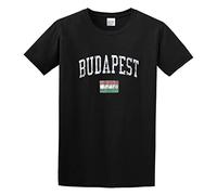 Llbang Budapest Hungary Vintage s Design Flag O-Neck 100% Cotton Short Sleeve Unisex T-Shirt S Black