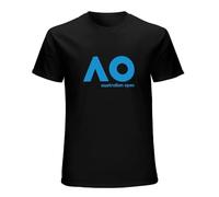 Llbang New Australian Open Ao Tennist Championship Logo O-Neck 100% Cotton Short Sleeve Unisex T-Shirt S Black